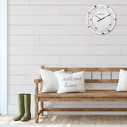 Presentime 10" Farmhouse Series Wall Clock - color: Antique Distressed White, size: 10 inch