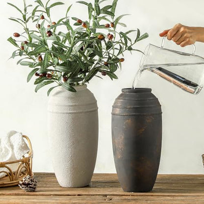 Rustic Farmhouse Flower Vase, 12.87 Inch Tall Ceramic Vase - color: 101-5-12.87in