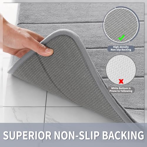 Yimobra 44"x24" Long Bath Mat, Super Soft Memory Foam Bathroom Rug - color: Grey, size: 44" X 24"
