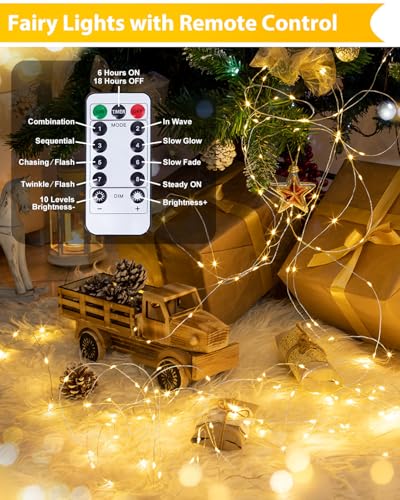 6 Pack 60 LED Fairy Lights Battery Operated with Remote, 20 FT Warm White - color: Warm White, size: 6PK（60LED with Remote）