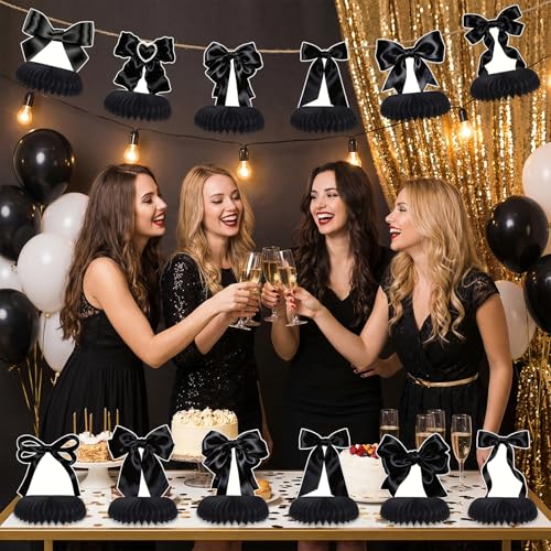 NatNarr Black Bow Party Honeycomb Centerpieces Bow Table Centerpieces - style: Black Bow