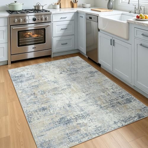 3x5 Area Rug Washable Non Slip, Kithcen Indoor Entrance Door Mat - color: Blue, size: 3' x 5' (Rectangular)