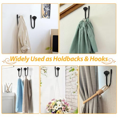 USFOOK Black Curtain Holdbacks, Decorative Drapery Tiebacks, 2 Pack/1 Pair - color: Black