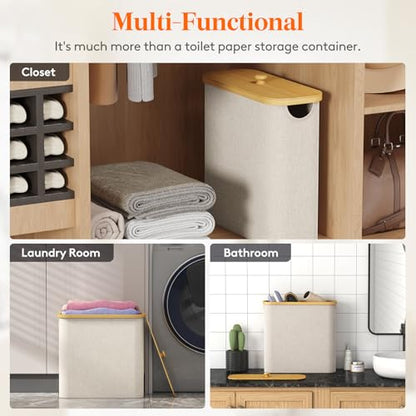 Lifewit Toilet Paper Storage Holder, Extra Large Stand Basket, 30L, Beige - color: Beige, size: 30L