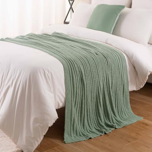 Battilo Sage Green Throw Blanket, Fuzzy Soft Green Throw Blankets, 50"x60" - color: Sage Green, size: 50"x60"
