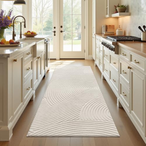 U'Artlines 3x8 Ft Hallway Runner Rug, Washable Neutral Beige Modern - size: 3' x 8' (Rectangular)