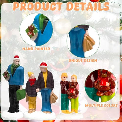 Rileryan 8 PCS Miniature Christmas Village People Figurines - style: A