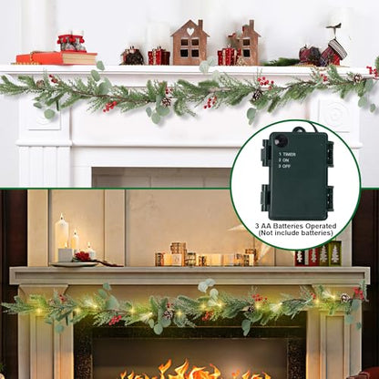 DR.DUDU 6FT Christmas Garland with Lights Mantel Decorations - size: 6FT