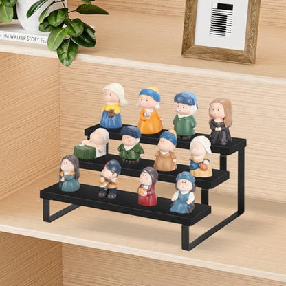 YINMIT Wooden Display Riser Stand, Tiered Perfume and Cologne Organizer Stand, 3 Tier Spice Rack Organizer, Rustic Display Shelf for Candles (3 Tier,Black) - color: 3 Tier,1 Pack,Black