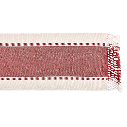 DII Dobby Stripe Table Runner, 13x72 Barn Red & Cream Background - color: Barn Red, size: 13x72"