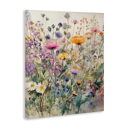 Mixed Wild Flowers Botanical, 24 x 30 Inch Canvas Wall Art - size: 30"L x 24"W