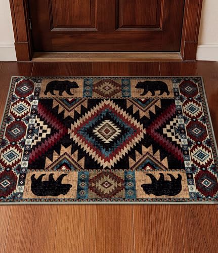 YIHOUSE 세탁 가능한 웨스턴 캐빈 부분 러그 2x3 입구 - color: 곰, size: 2'x3'(Rectangular)