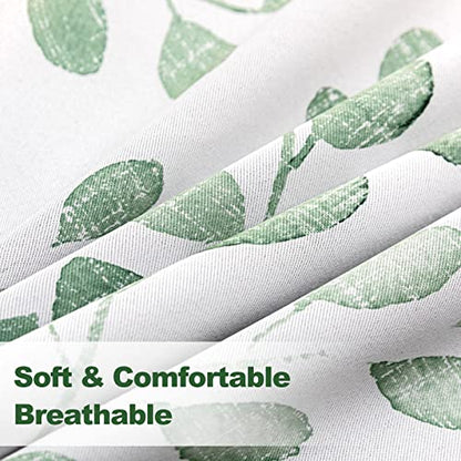 MYSKY HOME Green Leaf Curtains 84 Inch Length for Bedroom Grommet 2 Pcs - color: Leaf-green, size: 52"W x 84"L (Pack of 2)