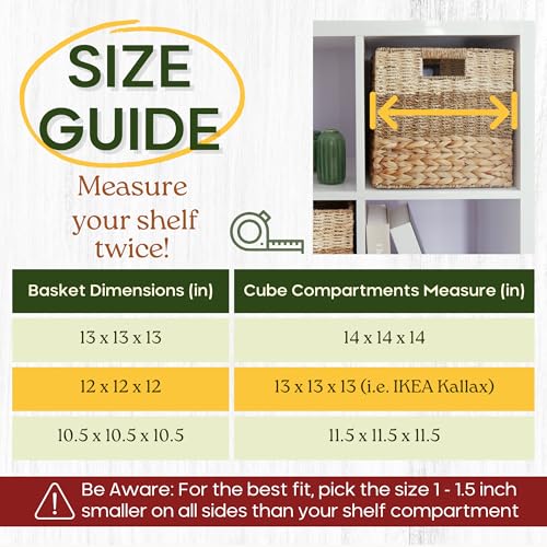 CHI AN HOME 12x12 Baskets for Cube Storage, Wicker Cube Storage Bins Set 4 - size: 11.8 x 11.8 in