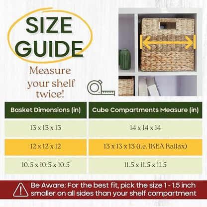 CHI AN HOME 12x12 Baskets for Cube Storage, Wicker Cube Storage Bins Set 4 - size: 11.8 x 11.8 in