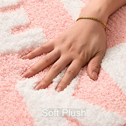 QJHOMO Get Naked Bath Mat Cute Pink Girly Bathroom Rug Non Slip, 20" x 32" - color: Pink and White, size: 1'8" x 2'8" (Rectangular)