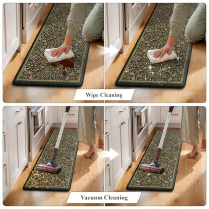 Collive Kitchen Rugs Sets of 3 Half Roung Sink Rug Cushioned Anti Fatigue - color: Olive Green, size: 17.3"x29.5"+17.3"x47"+17.3"x59"(Half-Moon)