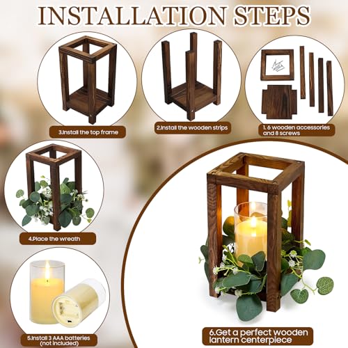 36 Pcs Wooden Lantern Centerpiece - Wedding Lantern - color: Green, size: 12 Sets
