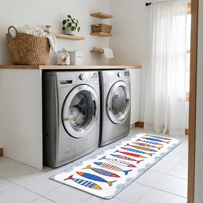 Kitchen Rugs for Floor 2 Pcs Memory Foam Padded Anti Fatigue Kitchen Mat - color: Fish-02