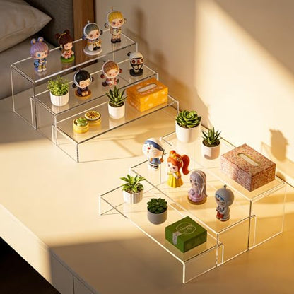 Lagre Acrylic Risers Display Stand - 3 Tier Clear Perfume Shelf Organizer, Cupcake Stand Holder, Tiered Dessert Display Table Set, Buffet Food Risers for Party and Event,Showcase Figurine, Collectible