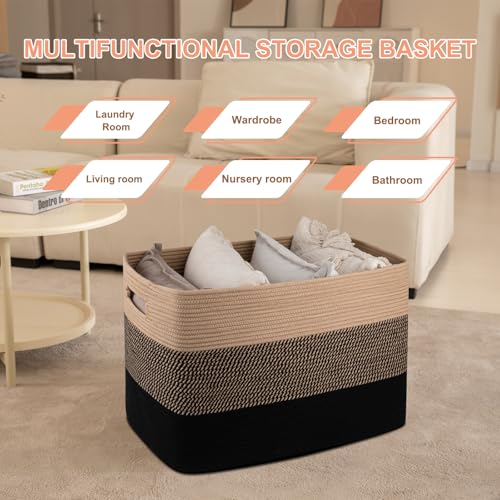 OIAHOMY 108L Extra Large Blanket Basket Dog Toy Basket Yellow and Black - color: Yellow and Black