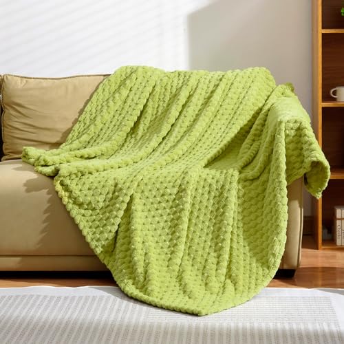 Excervent Hexagon Jacquard Throw Blanket for Bed, 50x70 Inches, Light Green - color: Light Green, size: 50"x70"