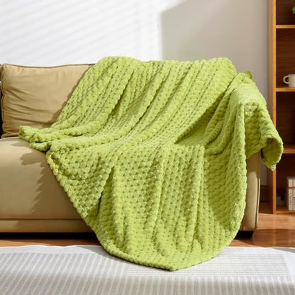 Excervent Hexagon Jacquard Throw Blanket for Bed, 60x80 Inches, Light Green - color: Light Green, size: 60"x80"