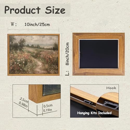 KBKBART Framed Wall Art Country Wildflower Canvas Art Paintings 8x10inch - color: Countryside Wildflower, size: 10"L x 8"W