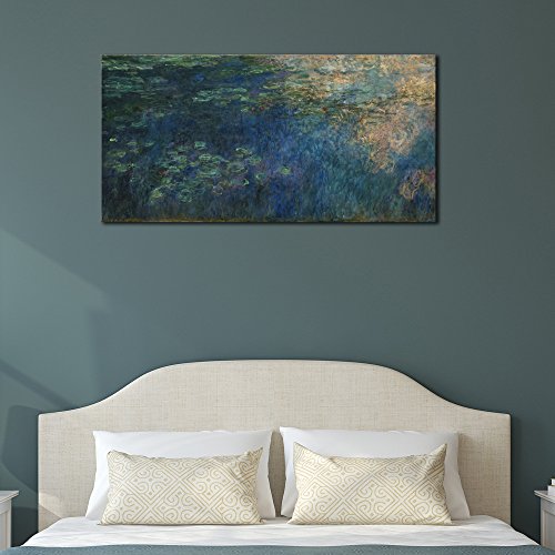 Wieco Art Reflections of Clouds on the Water Lily Pond Giclee Canvas Prints Wall Art of Claude Monet Oil Paintings Large Modern Artwork Pictures Ready to Hang for Bedroom Home Office Decorations L