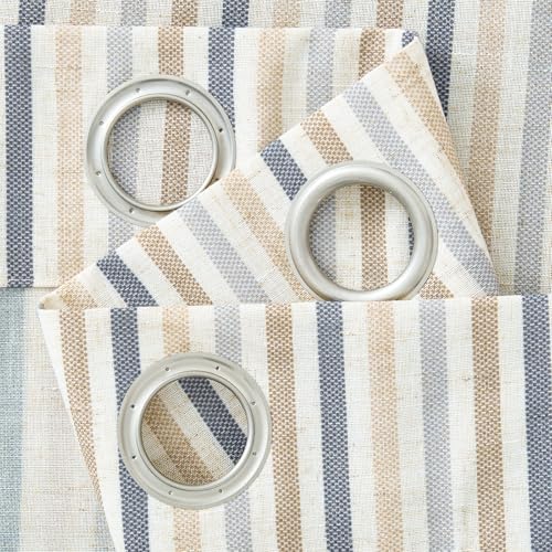jinchan Linen Curtains 63 inch Blue Stripe for Kids Room Grommet 2 Panels - color: Multi Blue on Linen, size: 50"W x 63"L (Pack of 2)