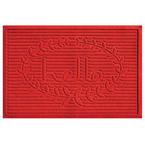 Calloway Mills 103143660 Poly Hello Indoor/Outdoor Mat, 3' x 5', Red - color: Red, size: 3' x 5' (Rectangular)