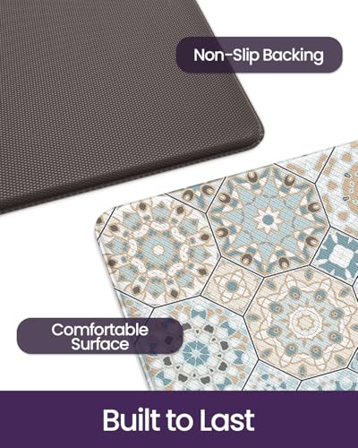 DEXI Kitchen Floor Mats Cushioned Anti Fatigue Runner Rug, 24x87 - color: Light Green, size: 87"L x 24"W x 0.4"Th