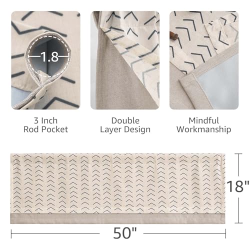 jinchan Arrow Linen Valance 18 Inch Modern Boho 1 Panel Black on Linen - color: Arrow | Black on Linen, size: 50"W x 18"L (Pack of 1)
