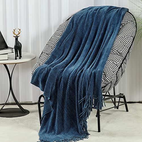 Blagic Chenille Throw Blanket for Couch and Bed,Dark Blue,50"x60" - color: I-dark Blue, size: 50 × 60 in