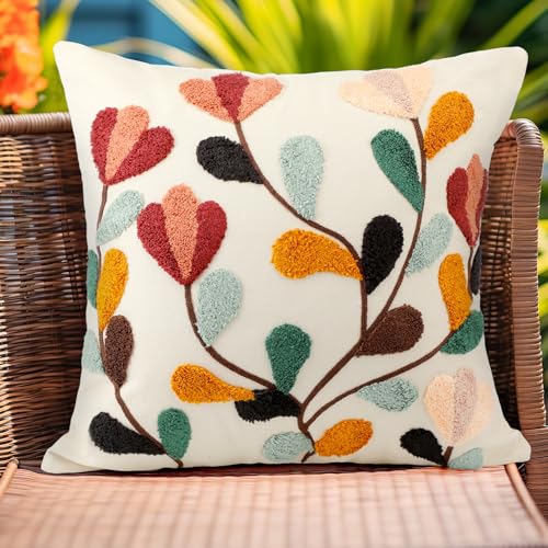 FuWeave 2 Pcs Hydrangea Pillow Covers 18x18, Colorful - color: Colorful, style: Leaves