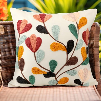FuWeave 2 Pcs Hydrangea Pillow Covers 18x18, Colorful - color: Colorful, style: Leaves