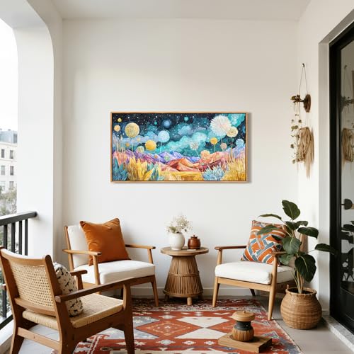 crmotu Colorful Large Wall Art, Whimsical Landscape Canvas Prints 20"x40" - color: Teal Gold, size: 40"L x 20"W
