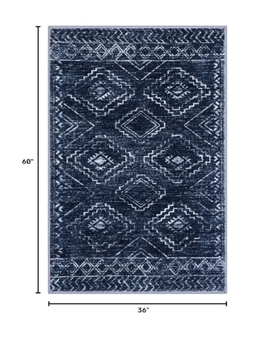 KILOCOCO Small Rug 3'x5' Entryway Rug Non-Slip Washable Rugs, Dark Blue - color: Dark Blue, size: 3' x 5' (Rectangular)