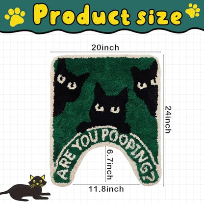 Drydiet U Shaped Toilet Rug Washable Cute Bath Mat 24x20,Black Cat - style: Black Cat
