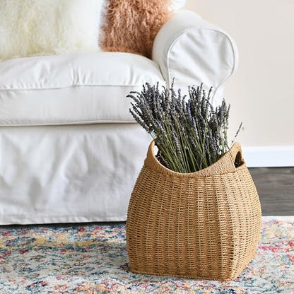 Household Essentials Paper Rope Basket with Handles, Natural - color: Natural Paper Rope