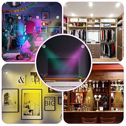 Hortsun 6 Pack Battery Operated LED Wireless Spotlight, 13 Color RGB, White - color: White, style: Battery Powered