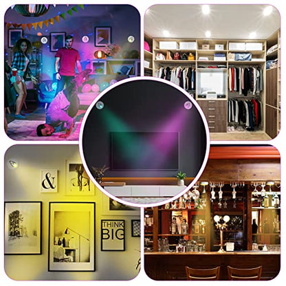 Hortsun 6 Pack Battery Operated LED Wireless Spotlight, 13 Color RGB, White - color: White, style: Battery Powered