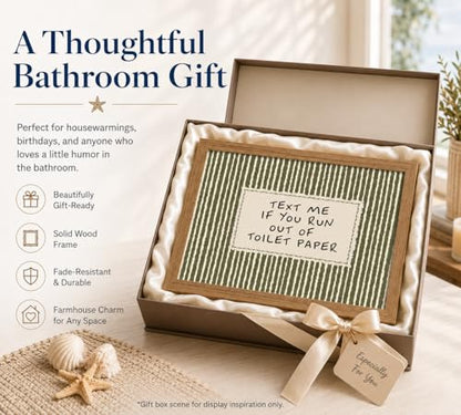 Framed Bathroom Quotes Art, Text Me If You Run Out of Toilet Paper, 12x16in - color: Text Me, size: 12x16in