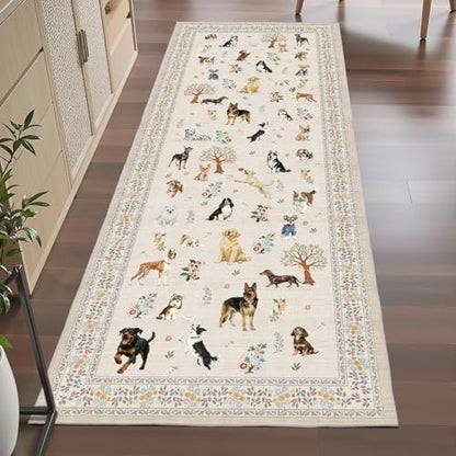 Beige Hallway Runner Rug 2x5 for Bedroom Kitchen - color: Beige Dog, size: 2' x 5' (Rectangular)