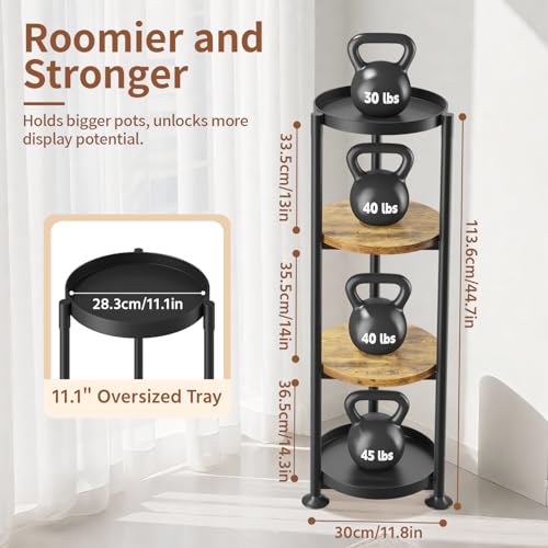LASZOLA Plant Stand Tall Flower Holder for Indoor Corner, 4 Tier Black