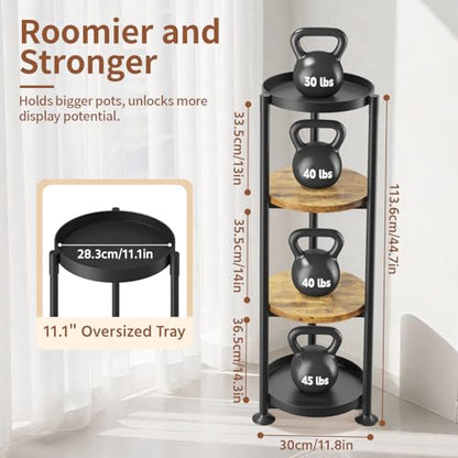 LASZOLA Plant Stand Tall Flower Holder for Indoor Corner, 4 Tier Black
