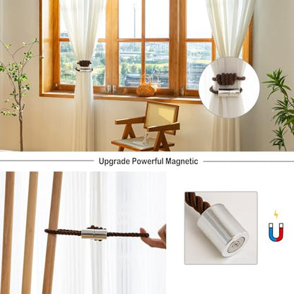 Curtain Tiebacks Magnetic Decorative Rope Tie Backs Holdbacks Contoeey - color: Coffee