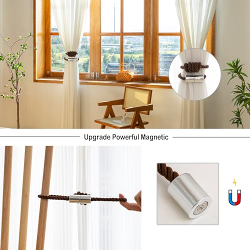 Curtain Tiebacks Magnetic Decorative Rope Tie Backs Holdbacks Contoeey - color: Coffee