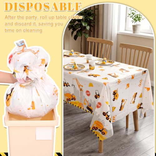 3 Pack Plastic Construction Tablecloths, Disposable Birthday Tablecloth - color: Construction