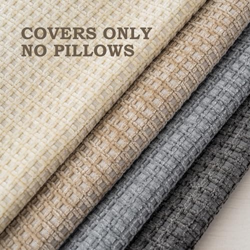 Pack of 4 Throw Pillow Covers 16x16” Boho Cushion Covers for Living Room - color: Beige/Dark Gray, size: 16" x 16" (Pack of 4)